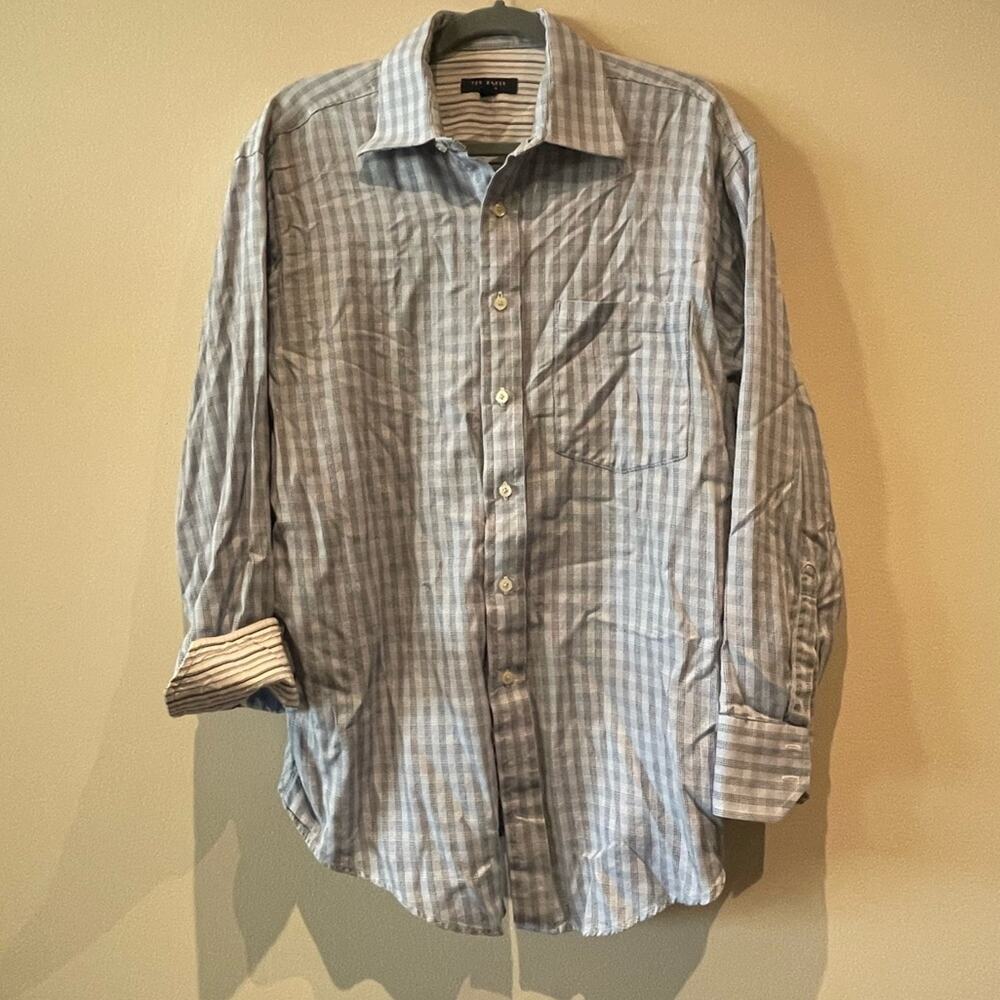 Ted Baker London Button Down Plaid Shirt- size 16 (32-33)